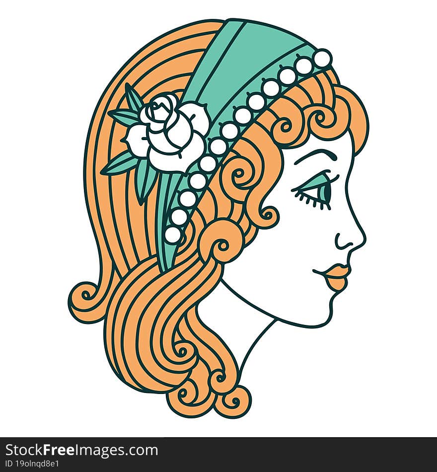 Tattoo Style Icon Of A Gypsy Head