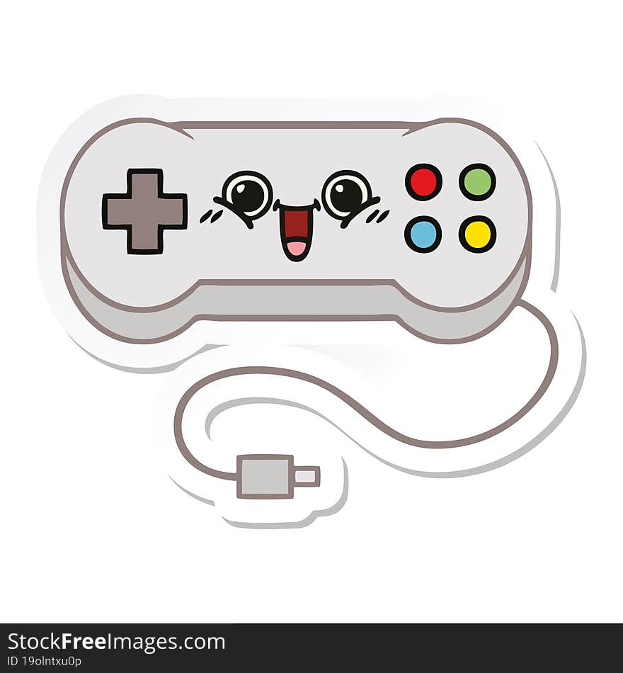 Sticker Of A Cute Cartoon Game Controller