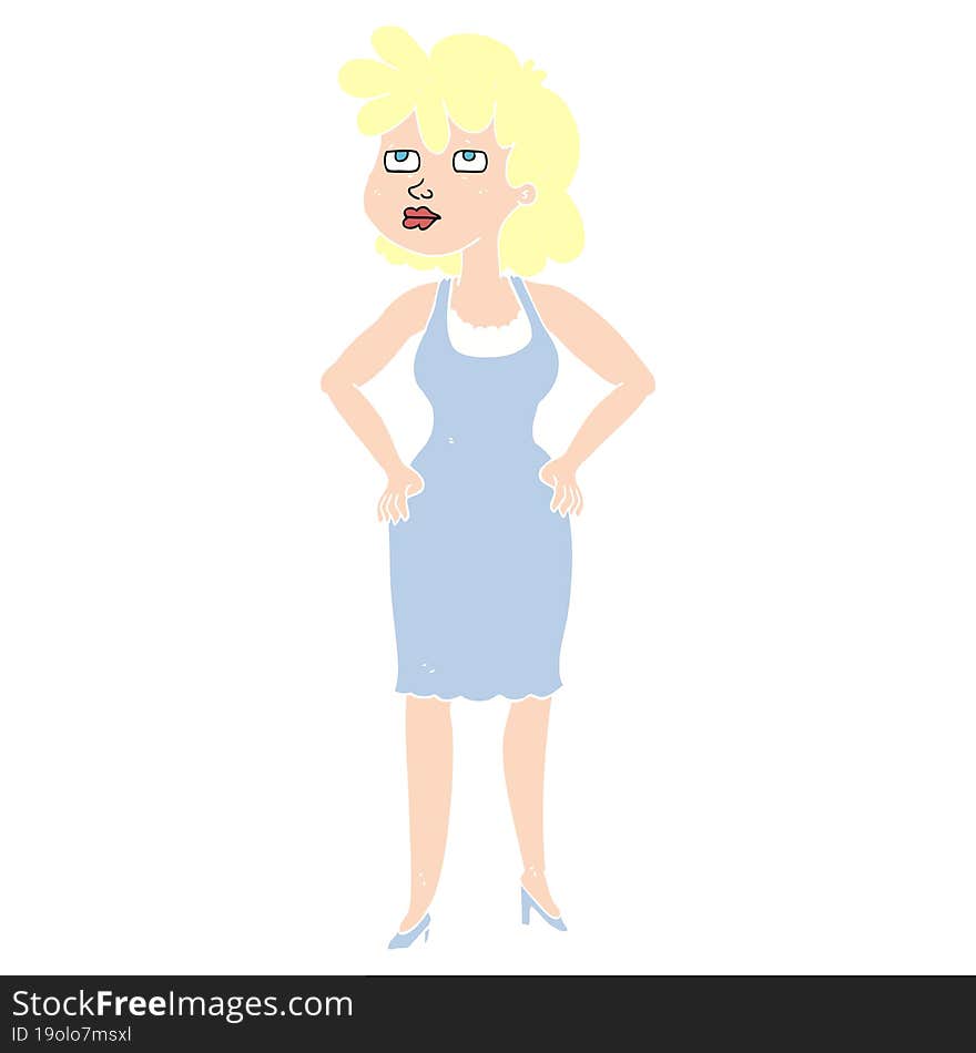 flat color illustration of a cartoon annoyed woman