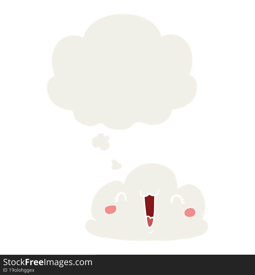 cute cartoon cloud and thought bubble in retro style