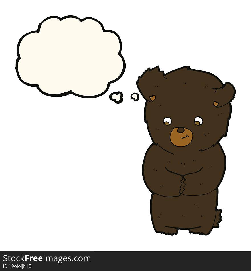 Cute Cartoon Black Bear With Thought Bubble