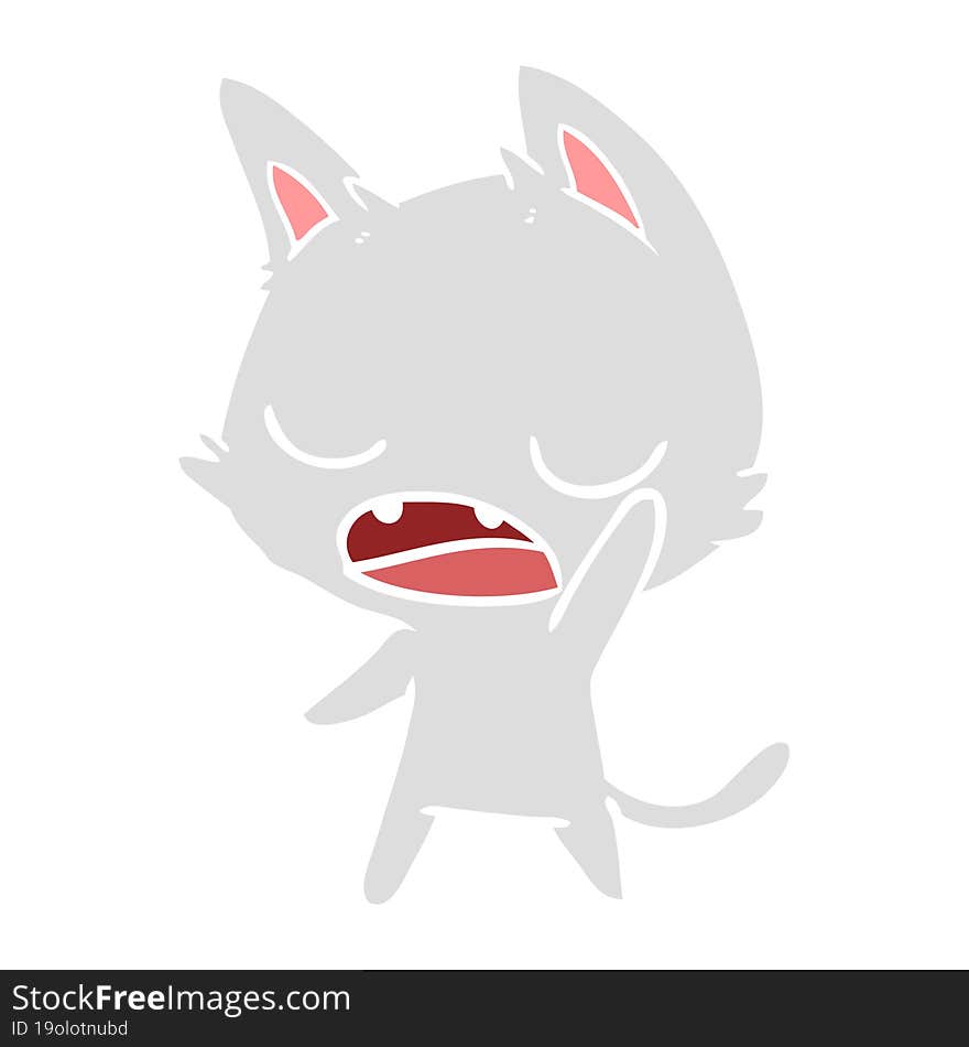 Talking Cat Flat Color Style Cartoon