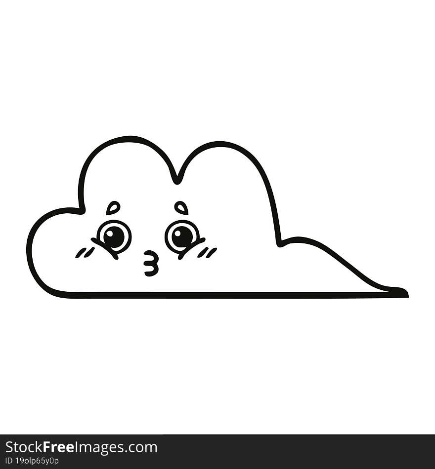 line drawing cartoon of a snow cloud