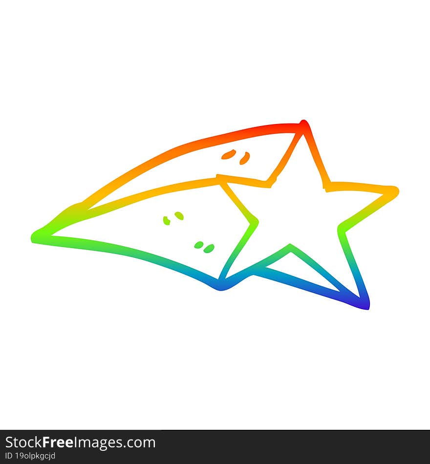 Rainbow Gradient Line Drawing Cartoon Shooting Star