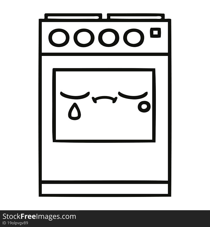 line drawing cartoon kitchen oven