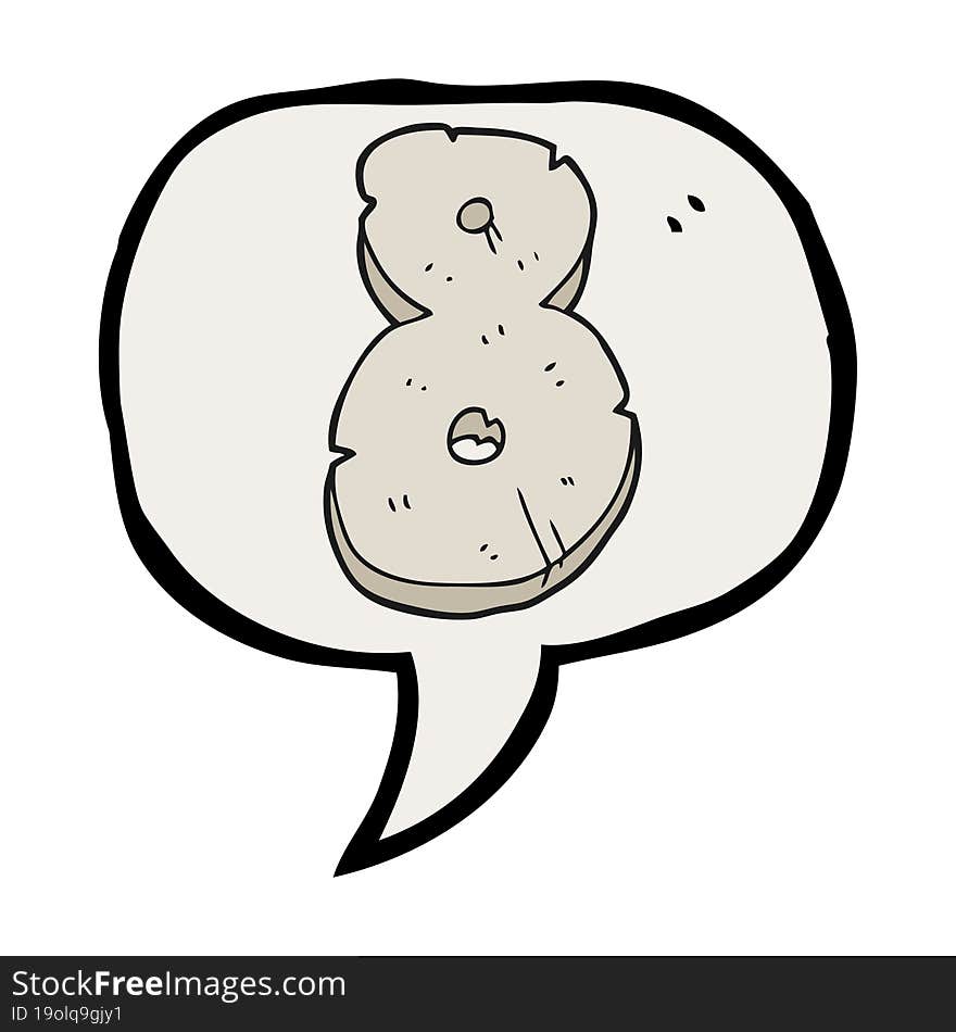 freehand drawn speech bubble cartoon stone number eight