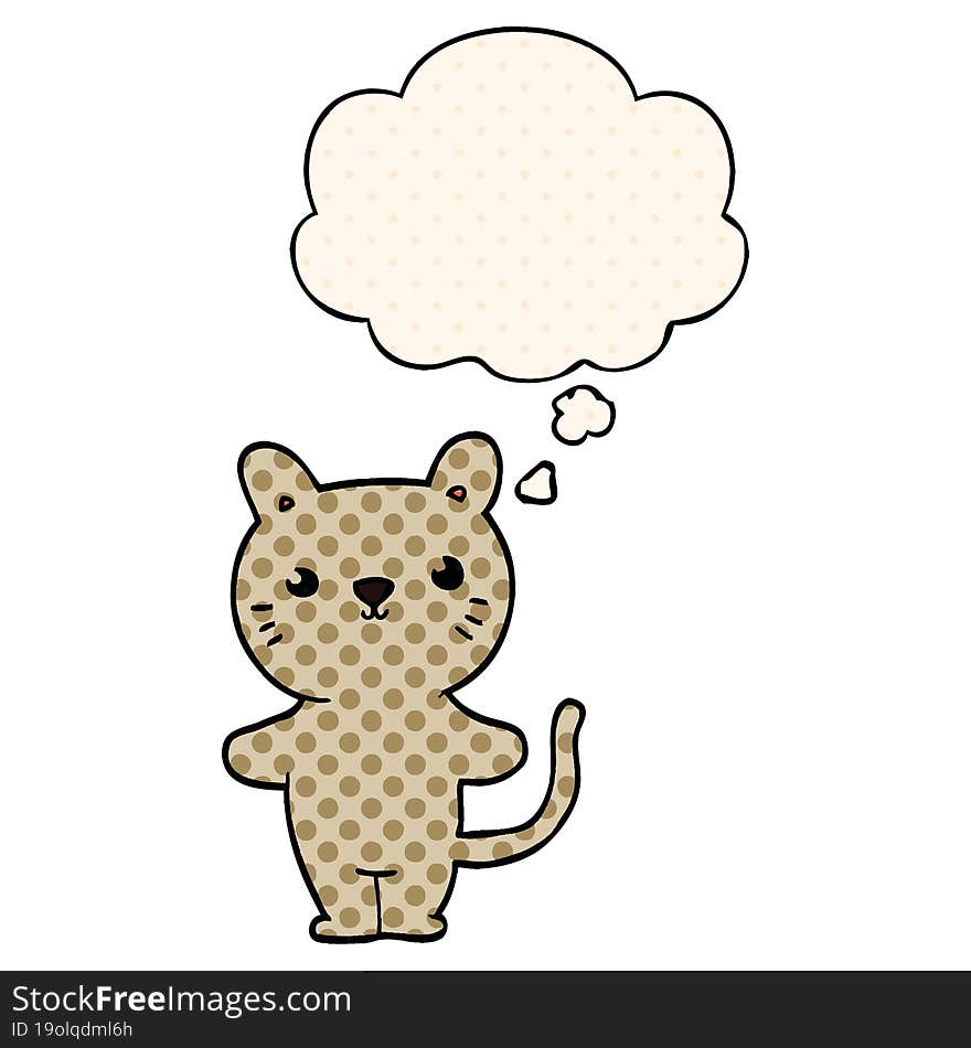 cartoon cat with thought bubble in comic book style