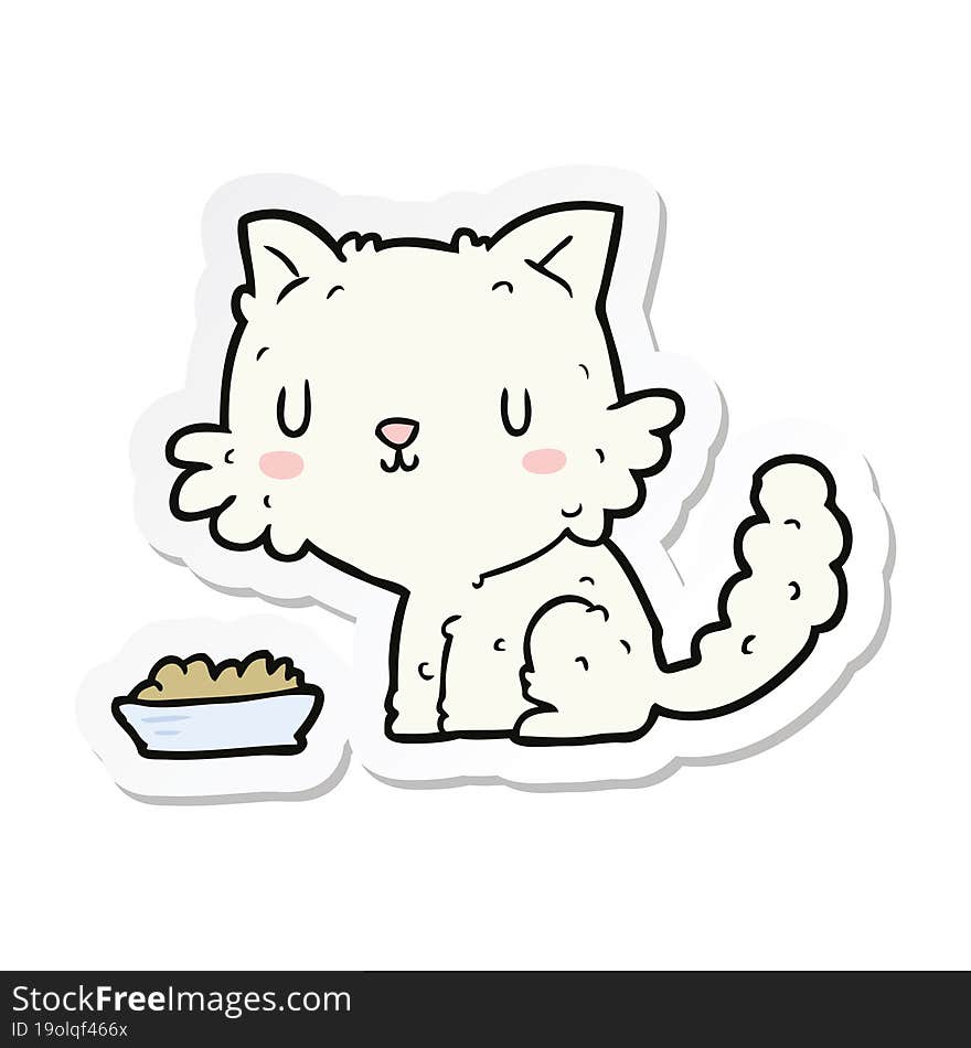 sticker of a cartoon cat and food