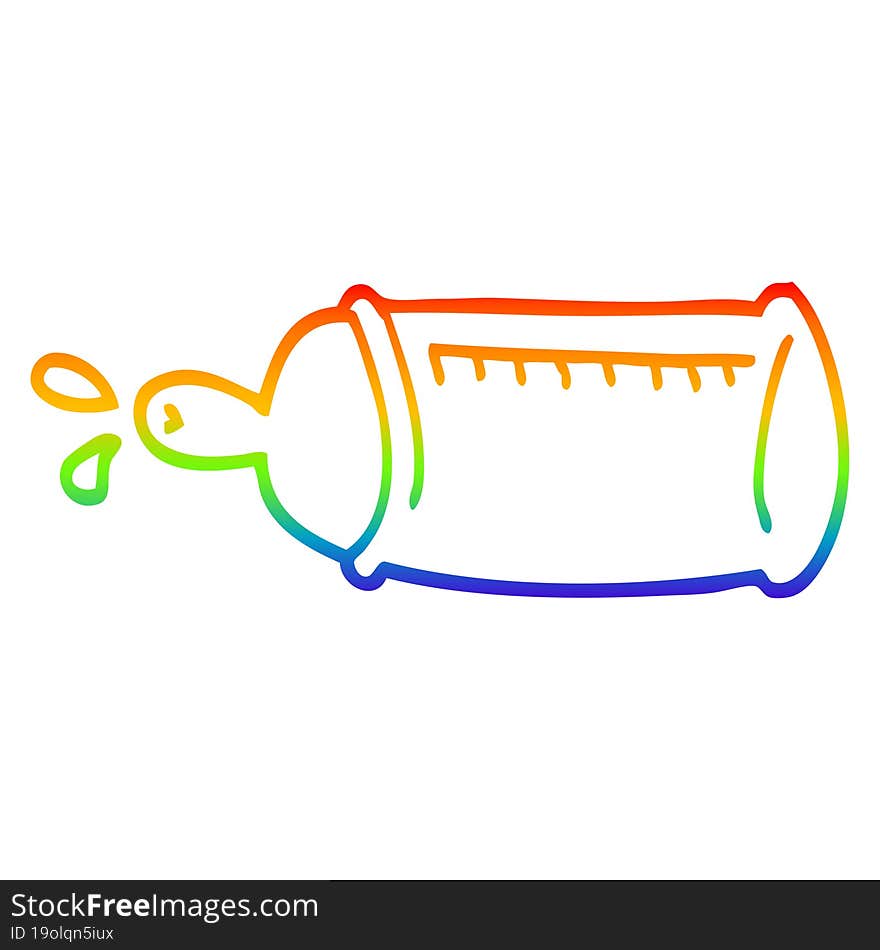 rainbow gradient line drawing cartoon baby bottle