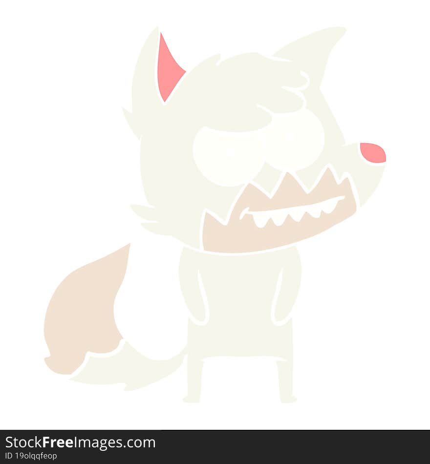 flat color style cartoon grinning fox