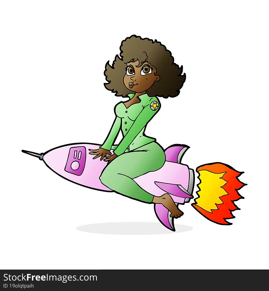 cartoon army pin up girl riding missile