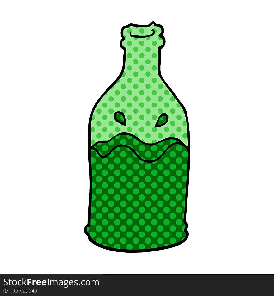 cartoon doodle green bottle