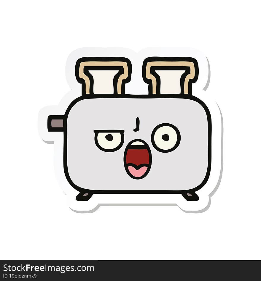 Sticker Of A Cute Cartoon Of A Toaster