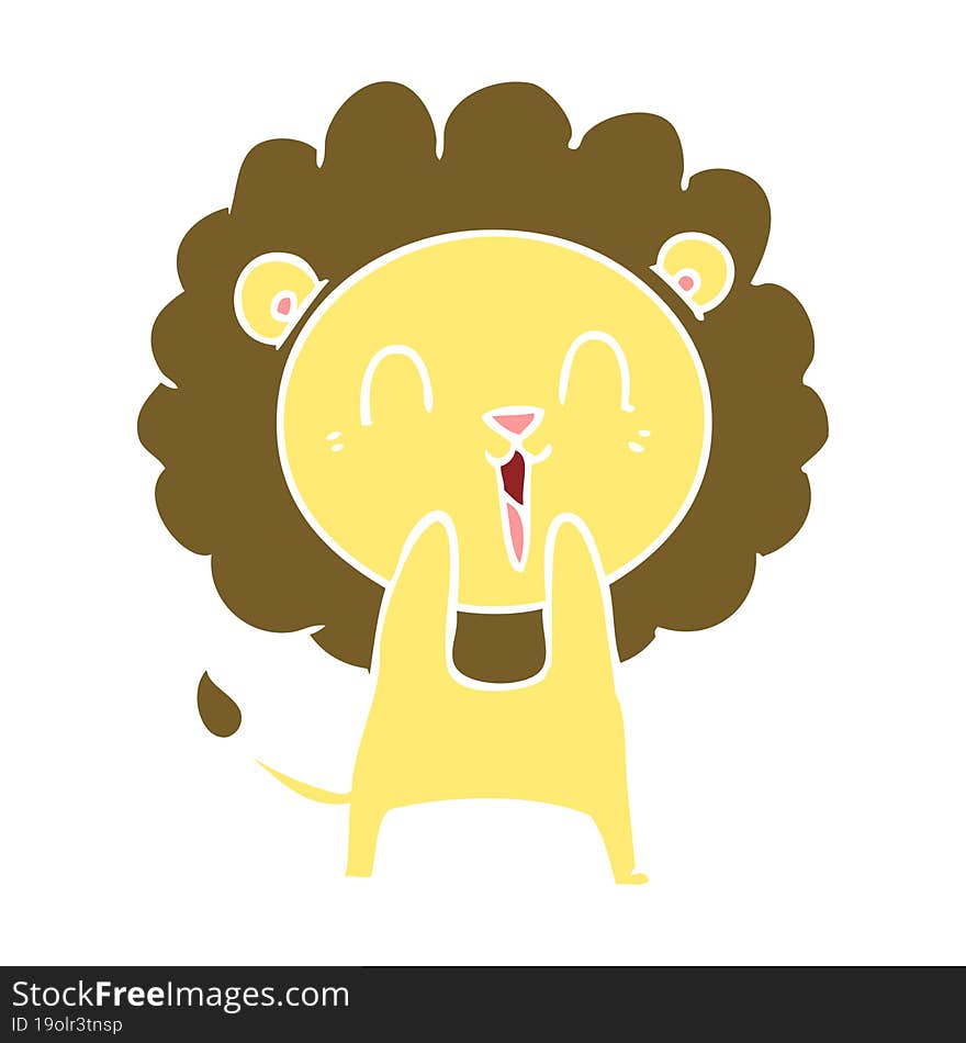 Laughing Lion Flat Color Style Cartoon