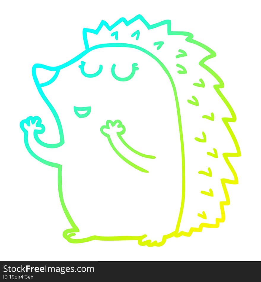 cold gradient line drawing cartoon hedgehog