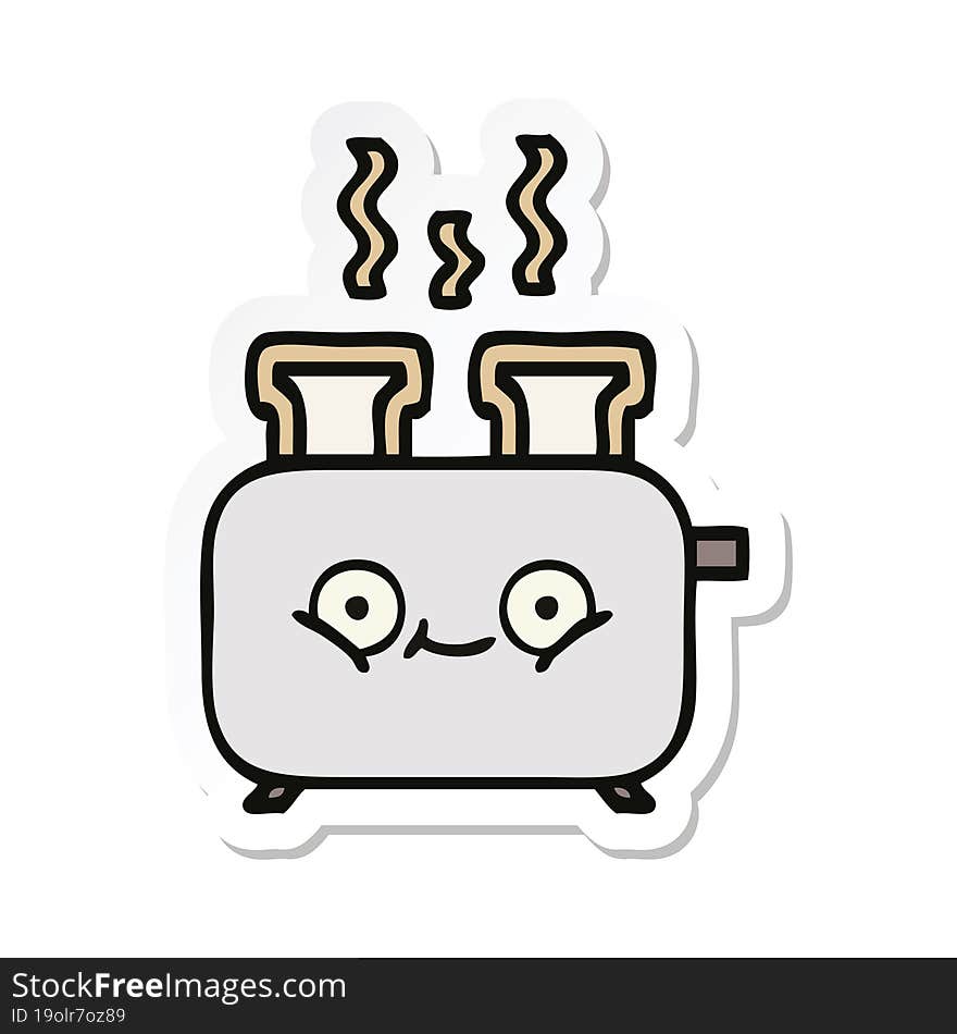 sticker of a cute cartoon of a toaster