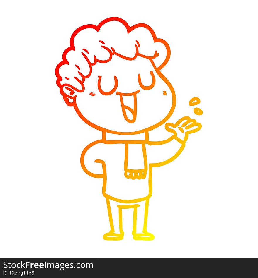 warm gradient line drawing cartoon man talking