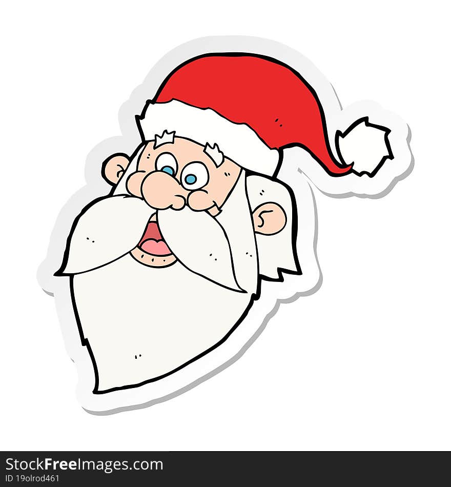 sticker of a cartoon jolly santa claus face