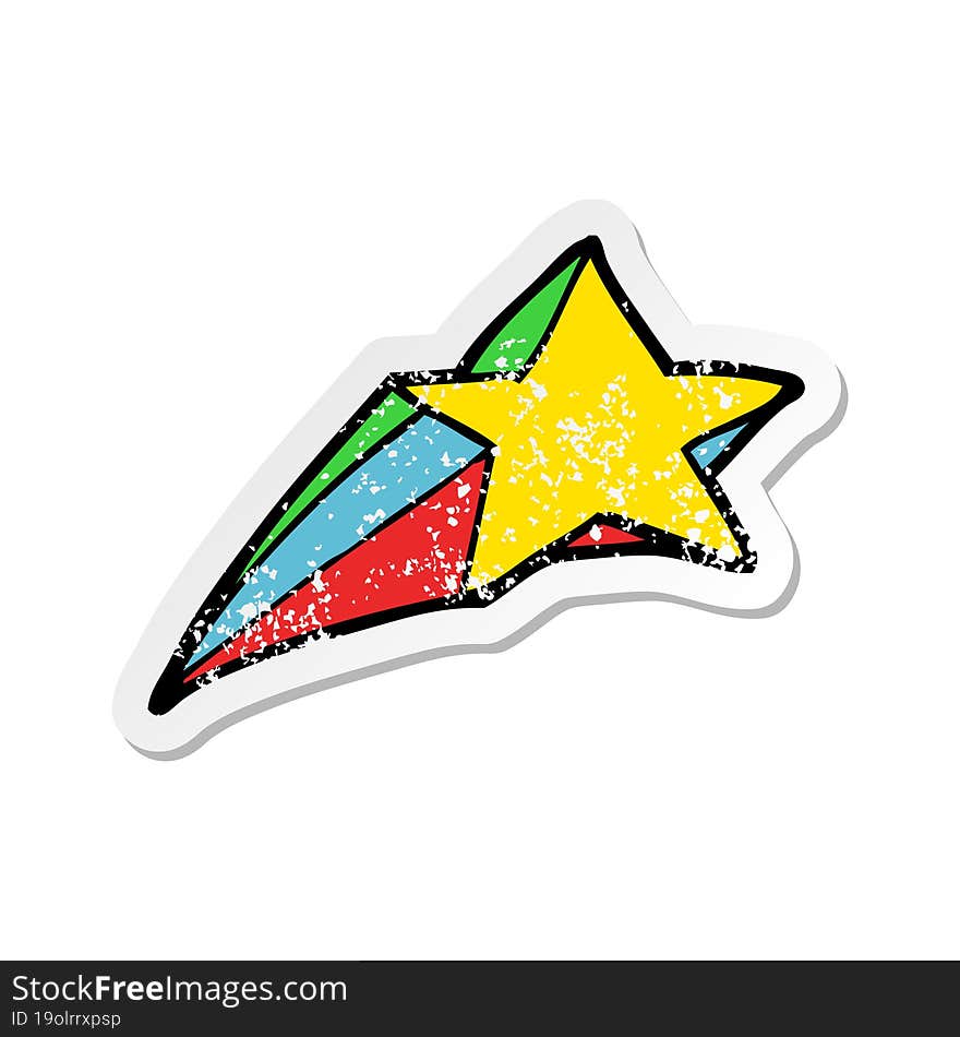 distressed sticker of a shooting star decorative cartoon