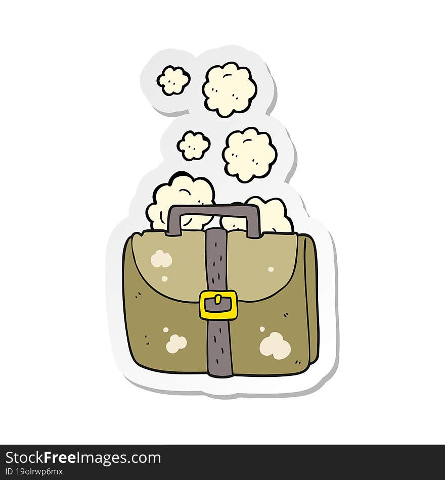 Sticker Of A Cartoon Old Work Bag