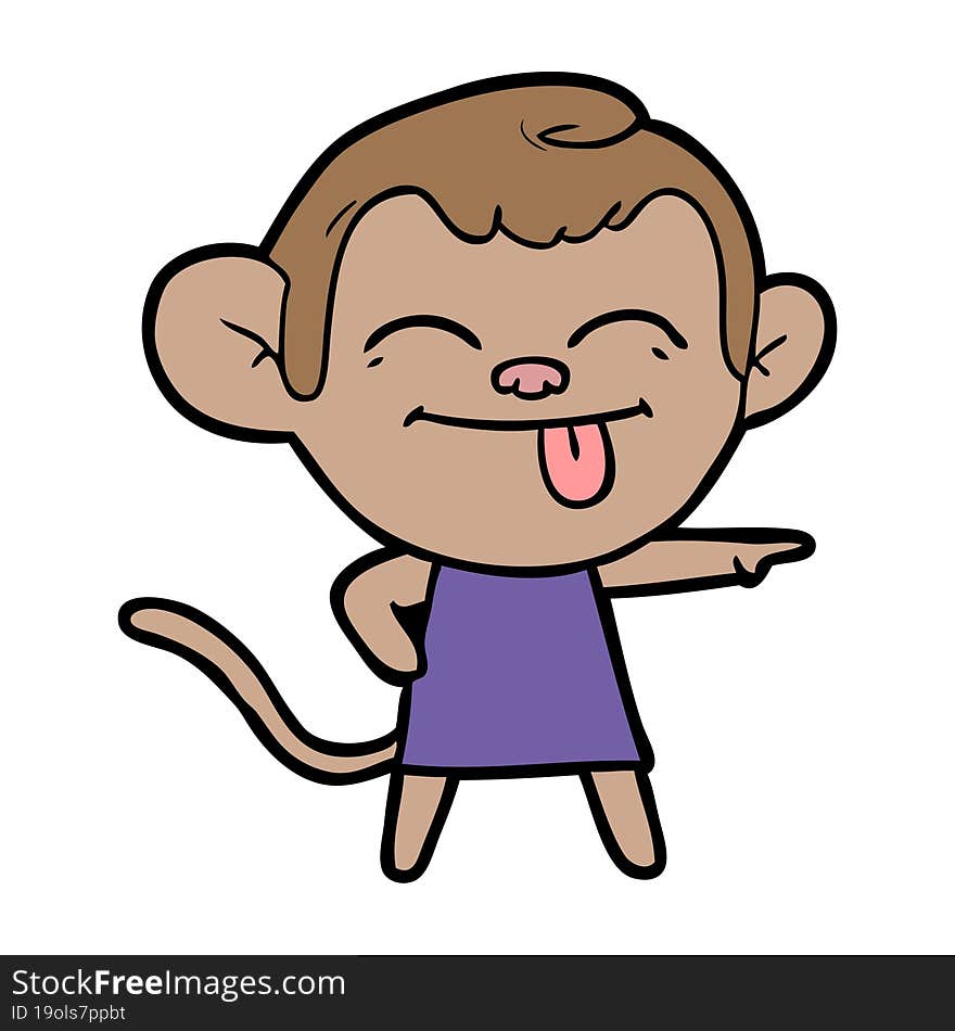 funny cartoon monkey pointing. funny cartoon monkey pointing