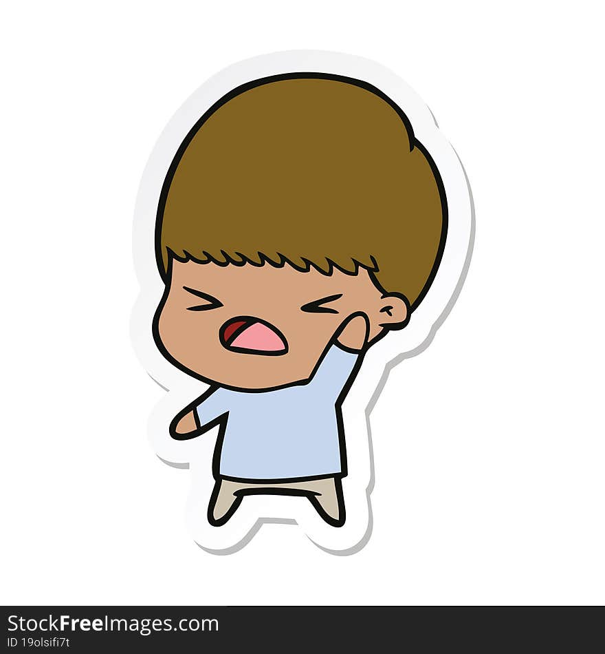 sticker of a cartoon stressed man