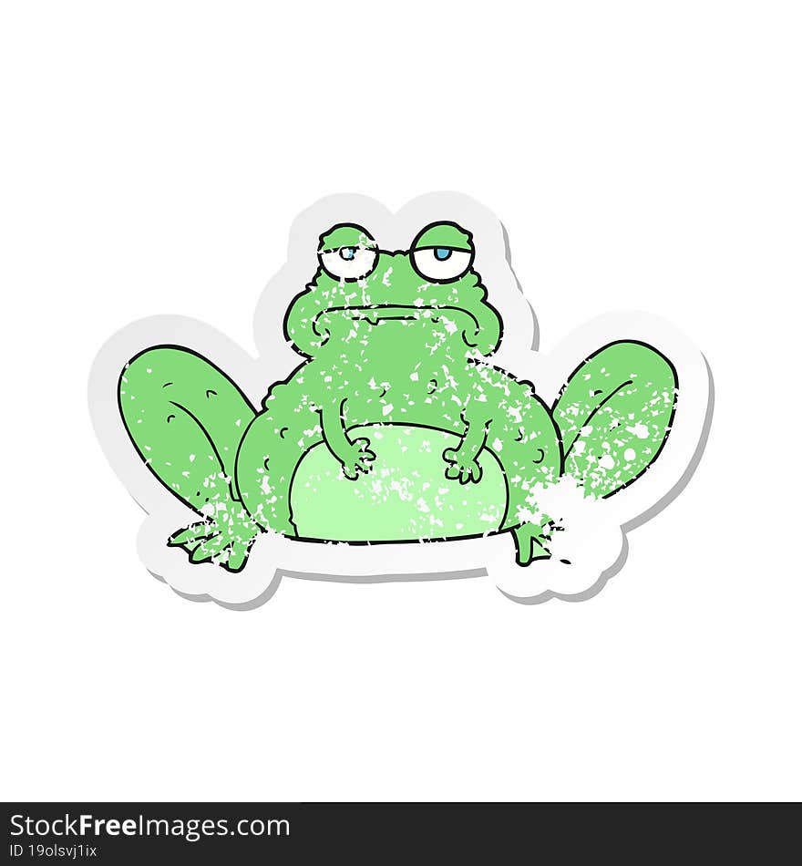 retro distressed sticker of a cartoon frog