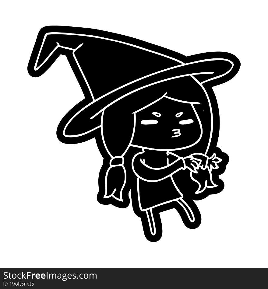 Cartoon Icon Of A Cute Witch Kawaii Girl