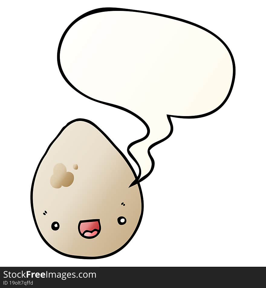 cartoon egg and speech bubble in smooth gradient style