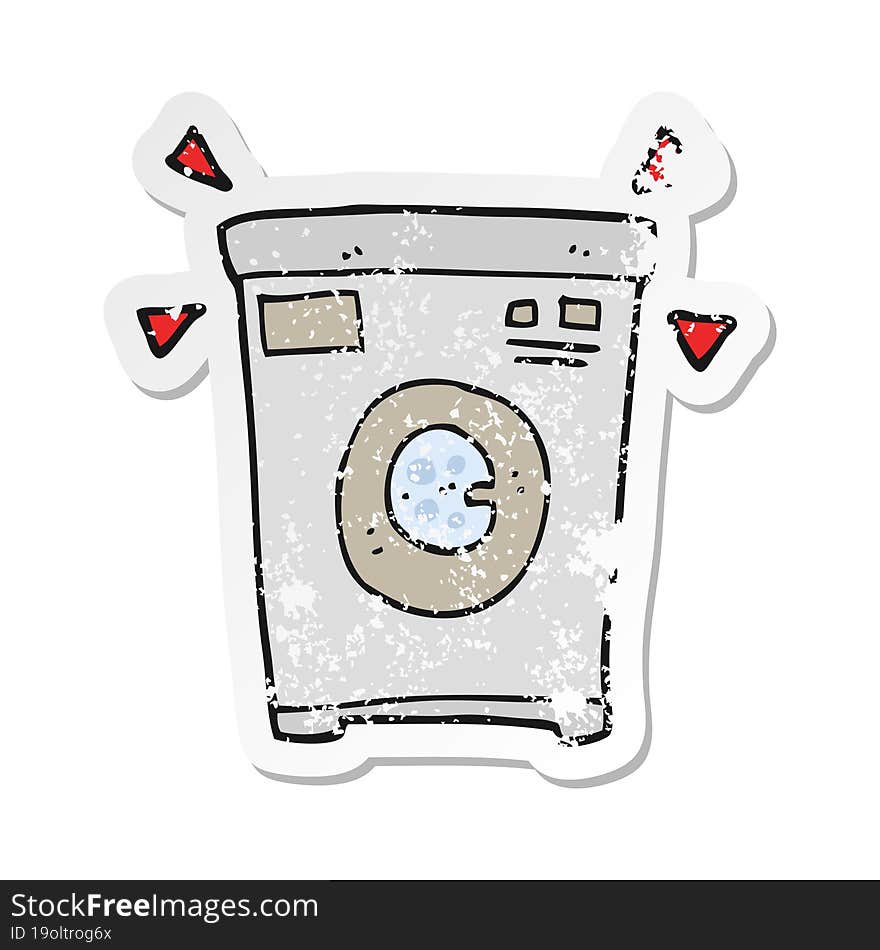 retro distressed sticker of a cartoon washing machine