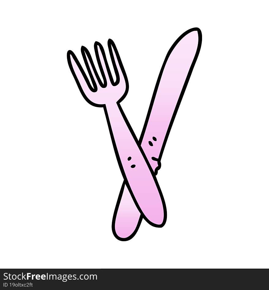 quirky gradient shaded cartoon cutlery