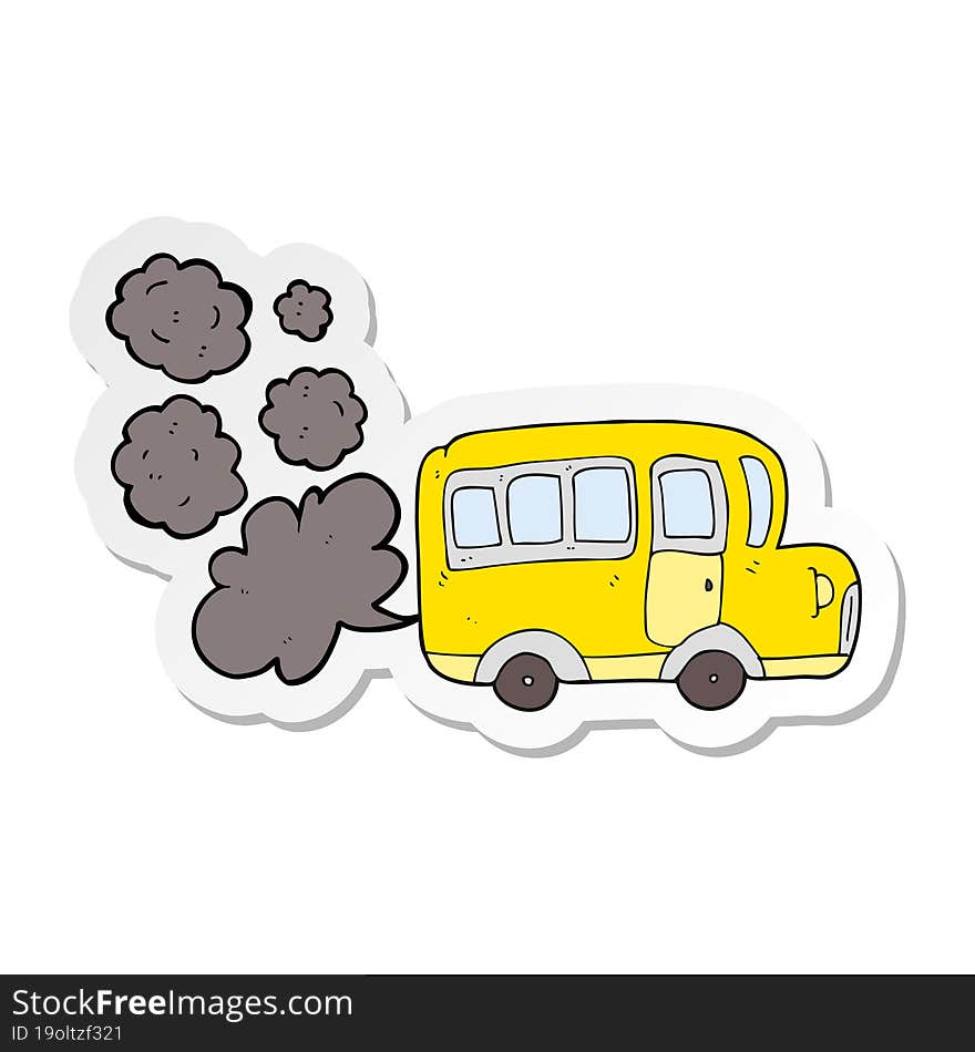 sticker of a cartoon yellow school bus