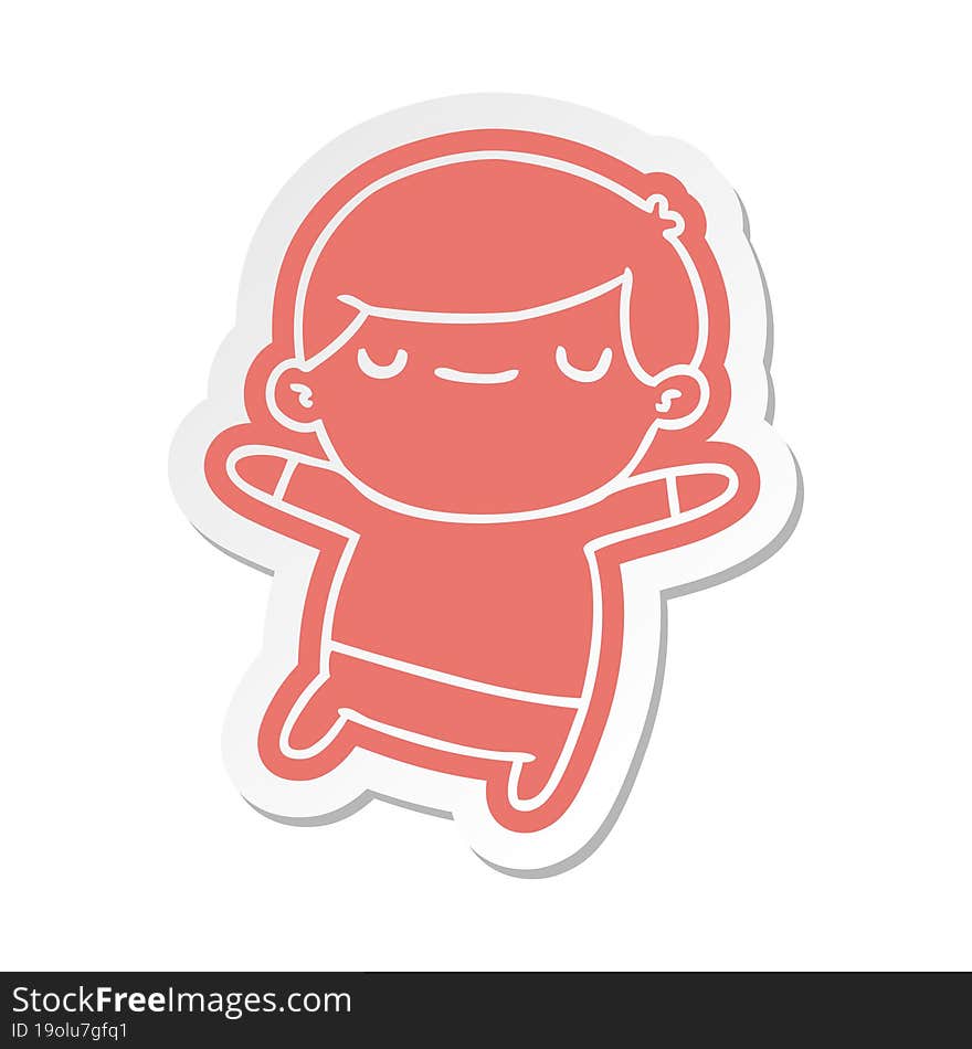 Cartoon Sticker Of A Kawaii Cute Boy