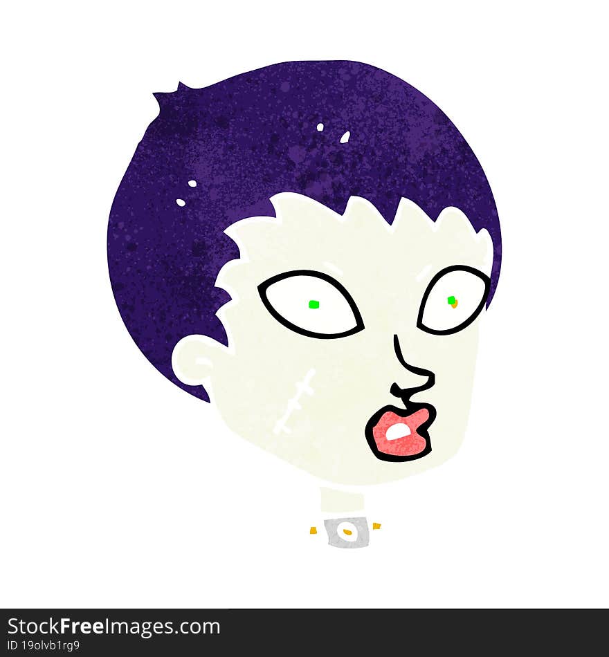 cartoon female zombie head