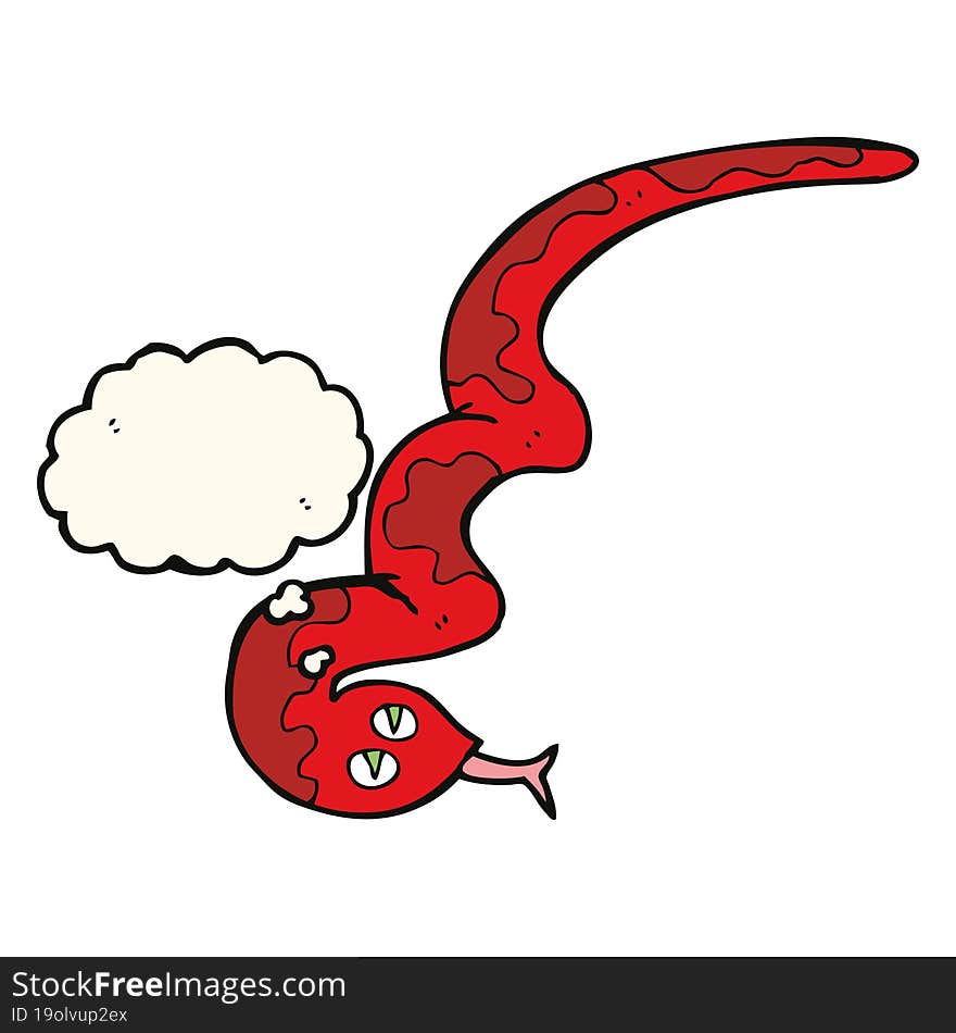 cartoon hissing snake with thought bubble