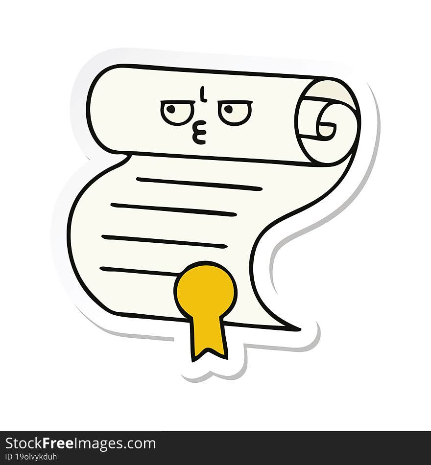 sticker of a cute cartoon contract