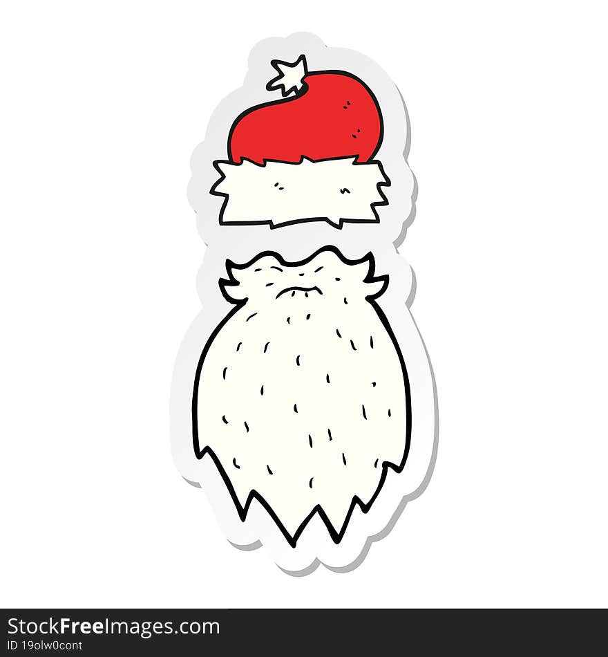 sticker of a cartoon santa hat and beard