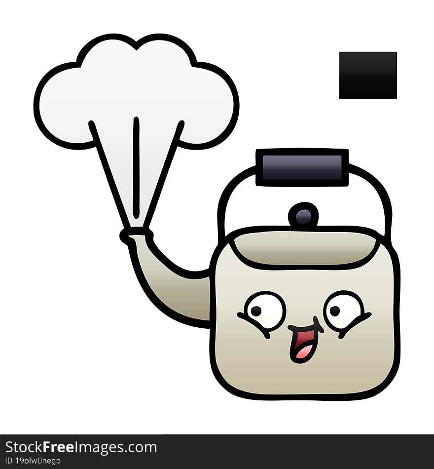 gradient shaded cartoon steaming kettle