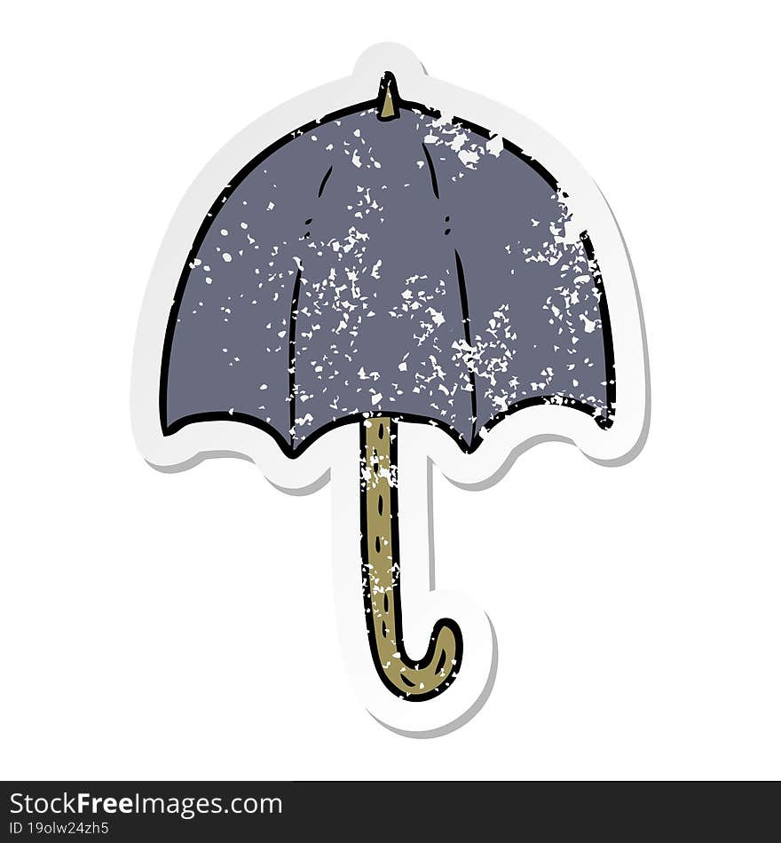 Distressed Sticker Of A Cartoon Umbrella