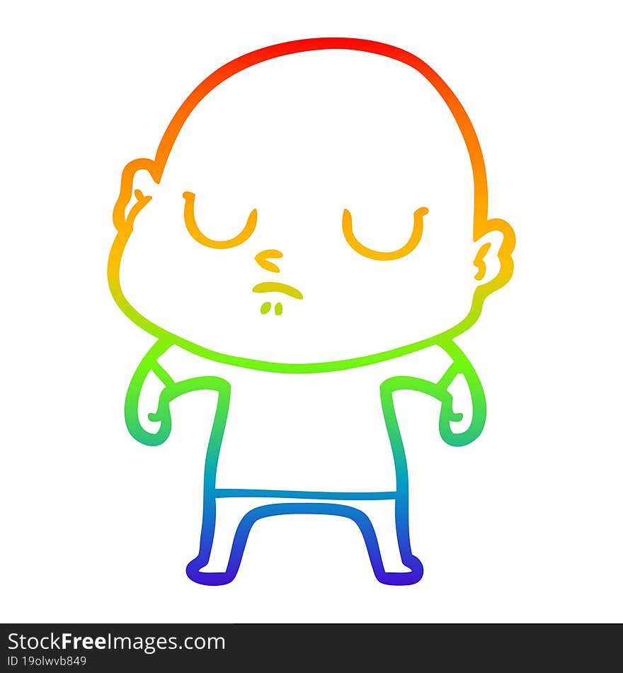 rainbow gradient line drawing of a cartoon bald man