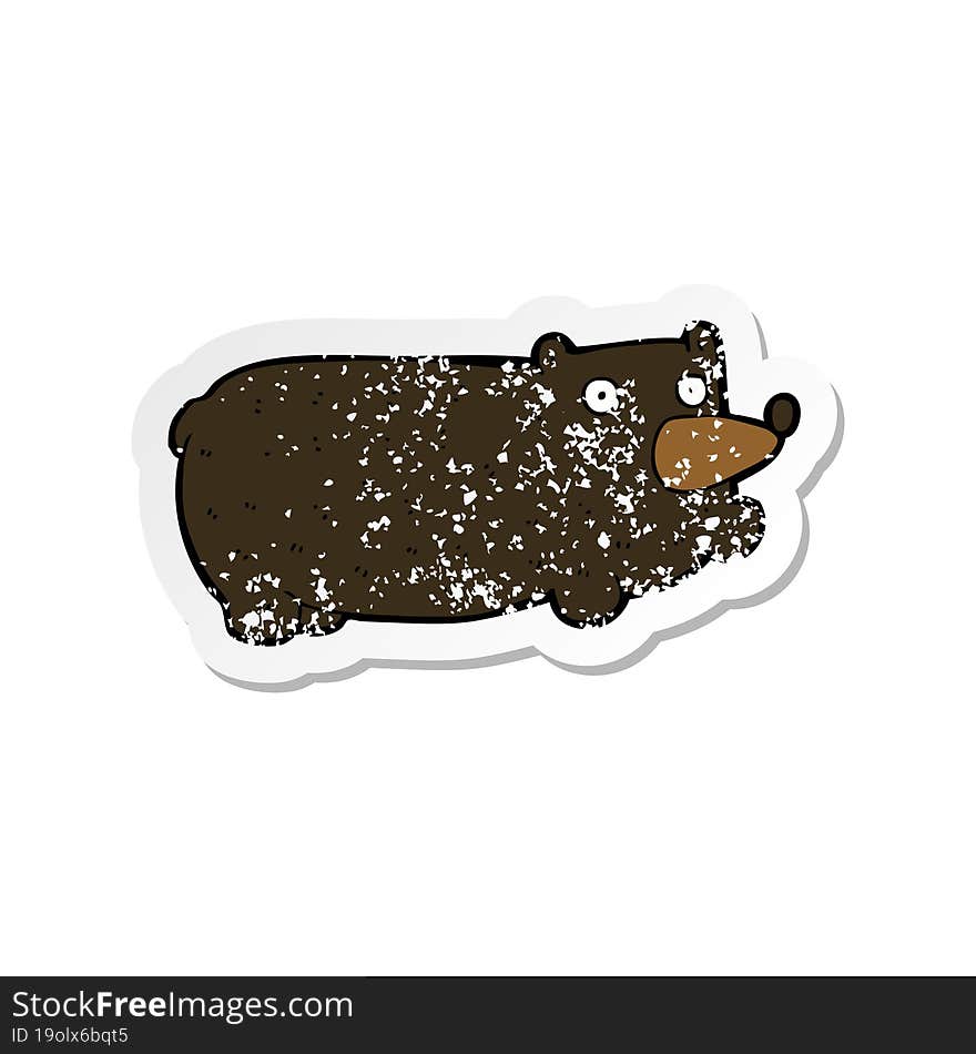 retro distressed sticker of a funny cartoon bear