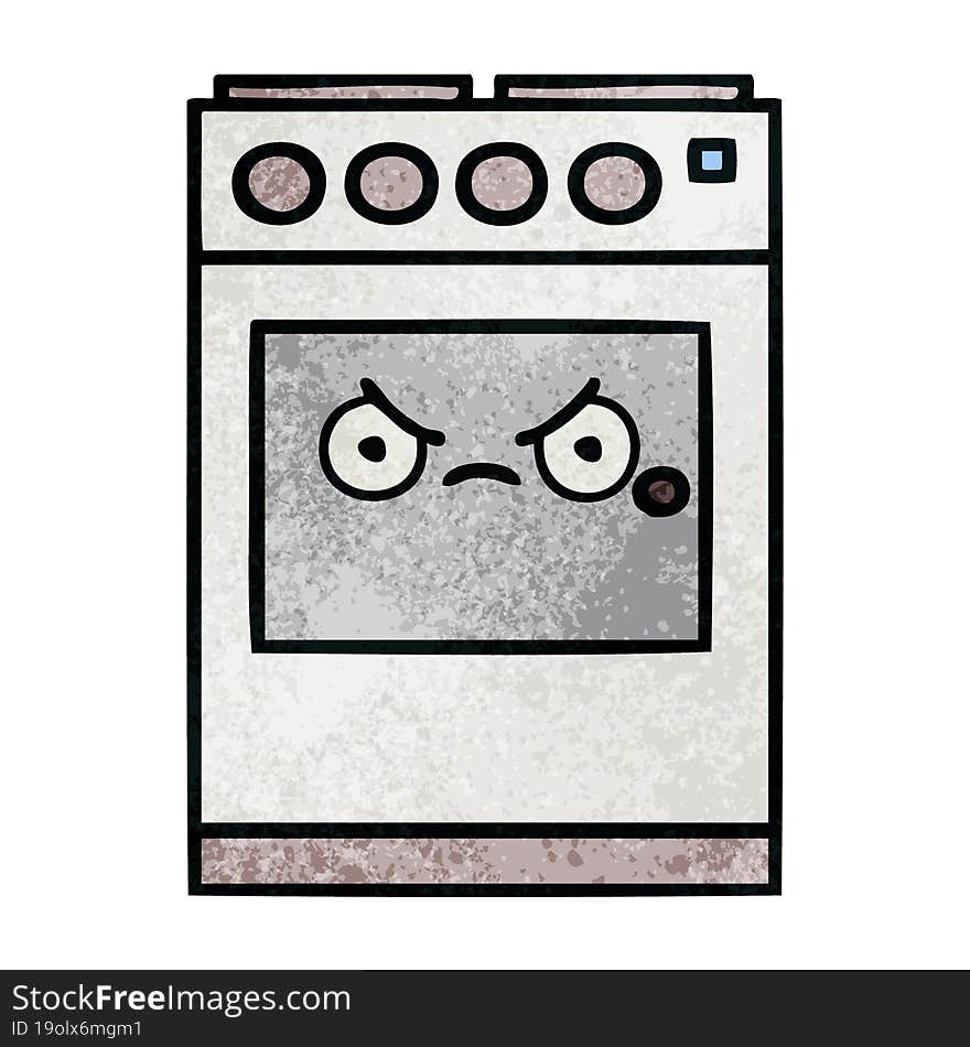 retro grunge texture cartoon kitchen oven