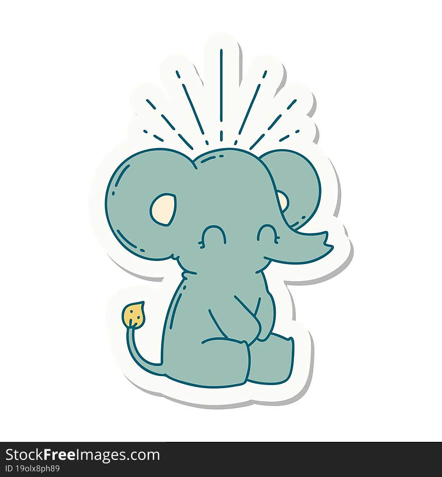 sticker of tattoo style cute elephant