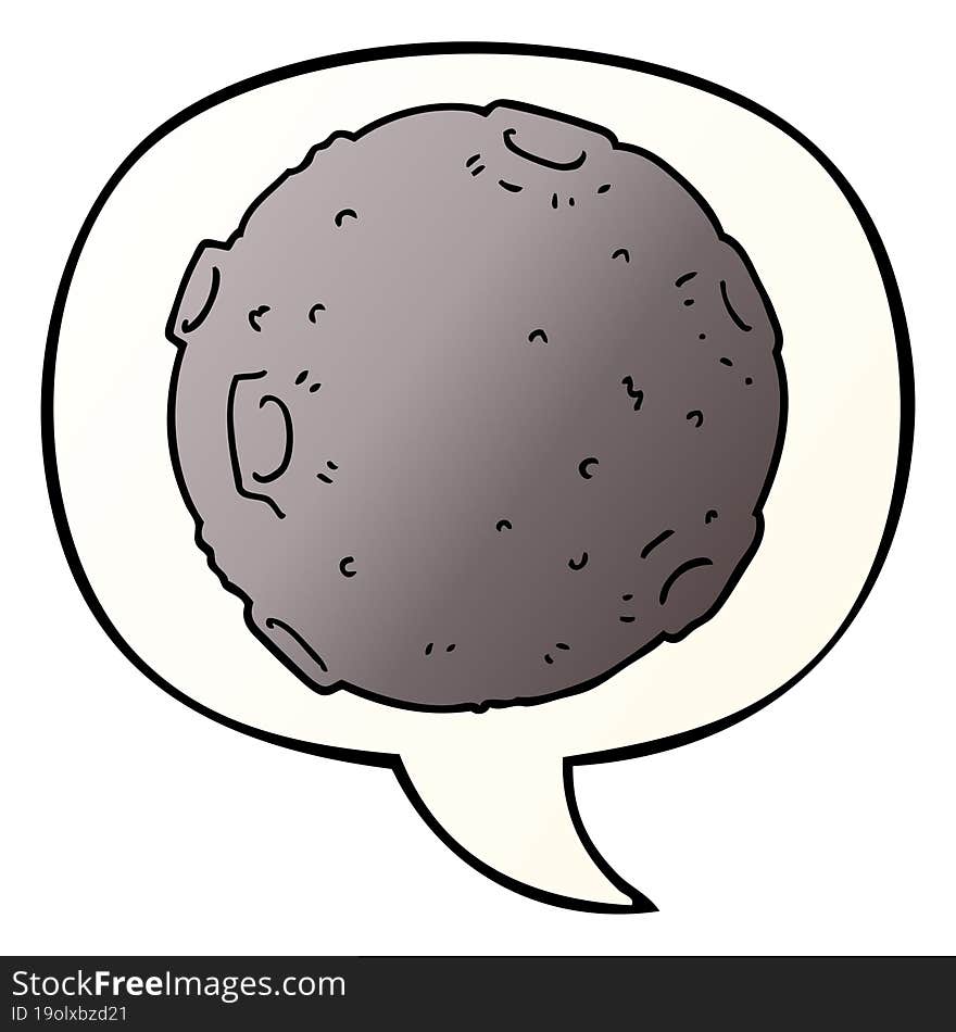 Cartoon Moon And Speech Bubble In Smooth Gradient Style