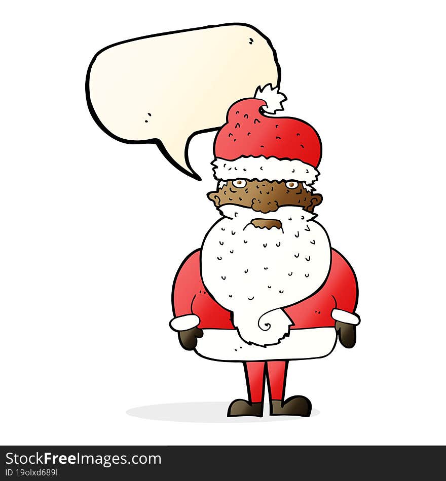 cartoon santa claus with speech bubble