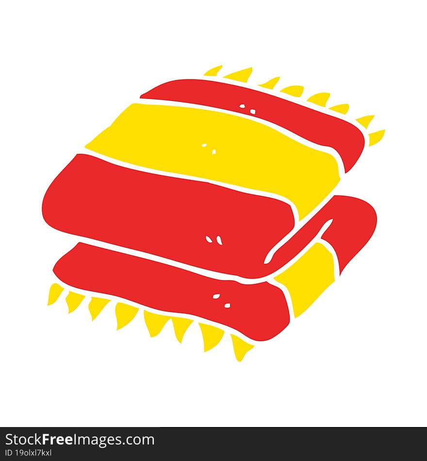 flat color illustration of a cartoon folded towel