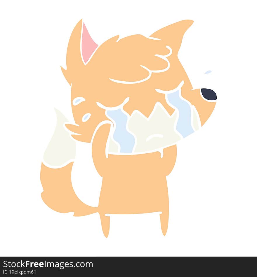 crying fox flat color style cartoon