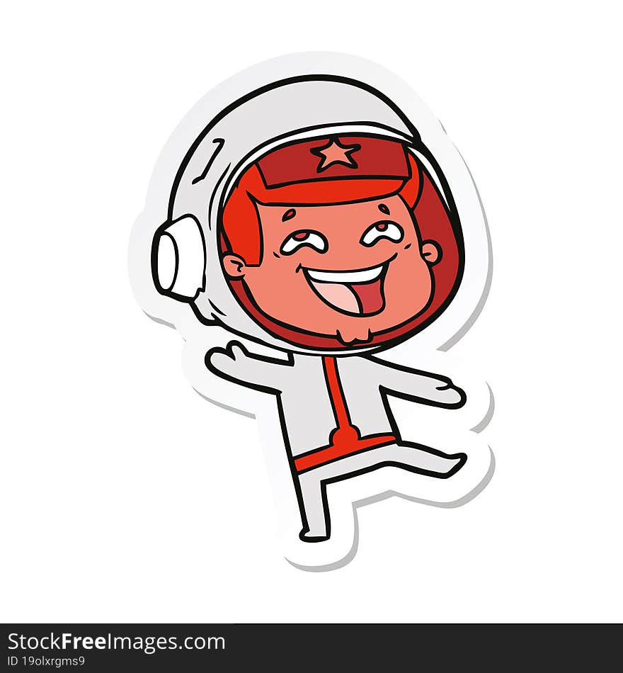 sticker of a cartoon happy space man