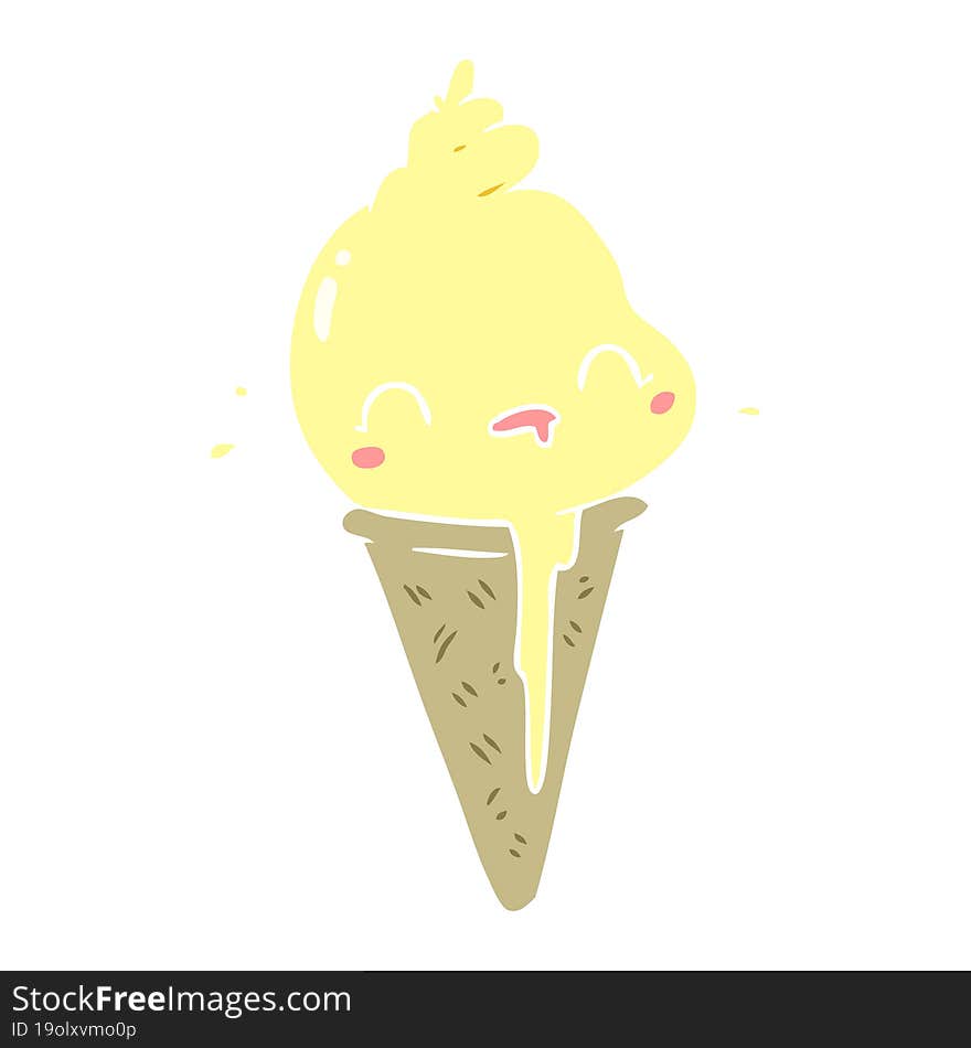 cute flat color style cartoon ice cream