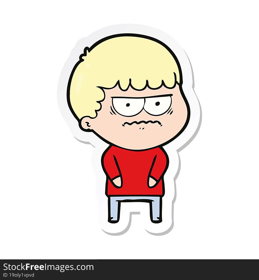 sticker of a cartoon annoyed man